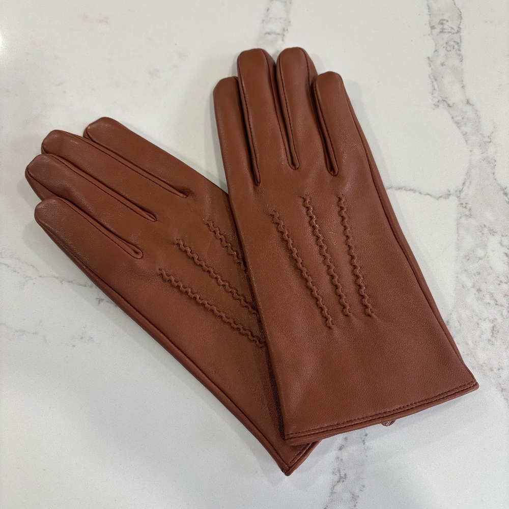 Ann Taylor Tan Brown Real Leather Gloves Size Medium